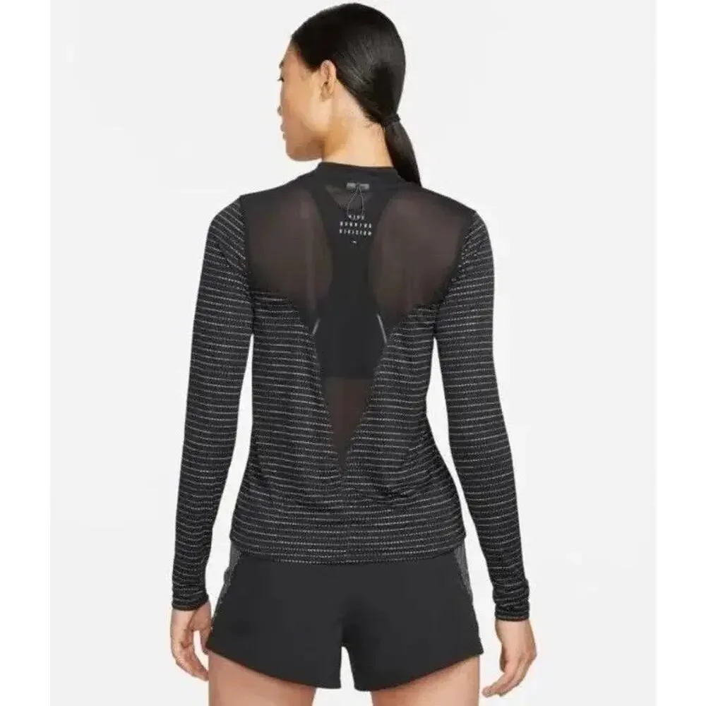 Nike Dri-FIT Run Division Long Sleeve Running Top Women’s Sz L Black DV7243-010
